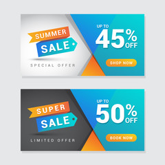 Modern summer and super sale banner