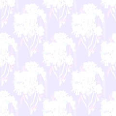 Fototapeta na wymiar Seamless Patterns with violet watercolor summer flowers