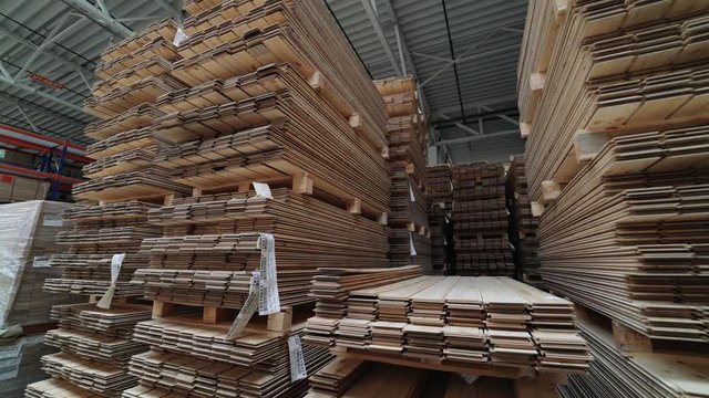 Factory for the production of parquet board. Modern industrial factory