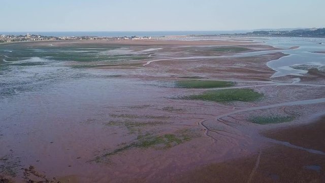 Aerial view of vacation destination Lympstone England. Tourists visit this town very often. The beaches are fantastic.