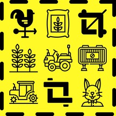 Simple 9 icon set of farm related [iconsRandom:4] vector icons. Collection Illustration