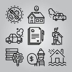 Simple 9 icon set of insurance related [iconsRandom:4] vector icons. Collection Illustration