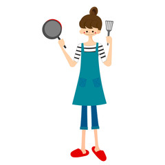 キッチンで料理をする女性