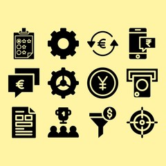 Trophy, smartphone and gear related premium icon set