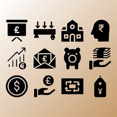 Presentation, profits and get money related premium icon set