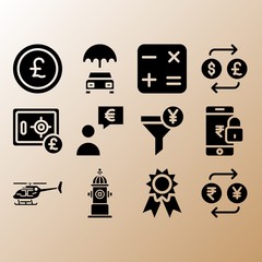 Calculator, exchange and exchange related premium icon set