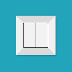 Electric light switch icon, modern minimal flat design style, on a blue background. Vector illustration.