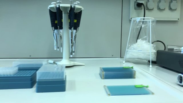 Laboratory wet bench for micro biology bench top level no ppl 4k 30fps