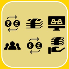 Fototapeta premium Simple 6 icon set of business related exchange, exchange, money and video call vector icons. Collection Illustration
