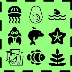 Fototapeta premium Simple 9 icon set of tropical related [iconsRandom:4] vector icons. Collection Illustration