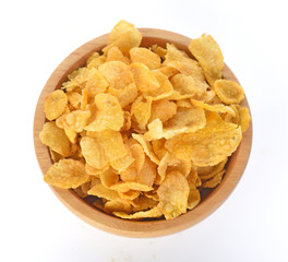 Top view of Cornflakes isolated on white background