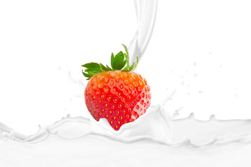 Fresh Strawberry With Milk Splash