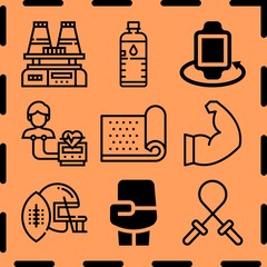Simple 9 icon set of fitness related [iconsRandom:4] vector icons. Collection Illustration