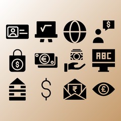 Get money, worldwide and mathematics related premium icon set