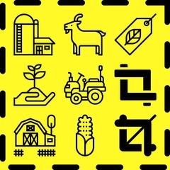 Simple 9 icon set of farm related [iconsRandom:4] vector icons. Collection Illustration