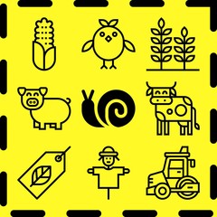 Simple 9 icon set of farm related [iconsRandom:4] vector icons. Collection Illustration