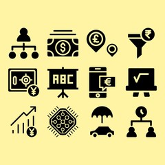 Blackboard, pin and teamwork related premium icon set