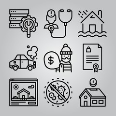 Simple 9 icon set of insurance related [iconsRandom:4] vector icons. Collection Illustration
