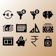 Padlock, cad and funnel related premium icon set