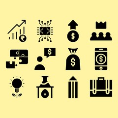 Circuit, profits and briefcase related premium icon set