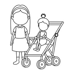 little girl baby in cart with sister