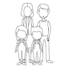 parents couple with kids characters