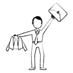 businessman with portfolio celebrating