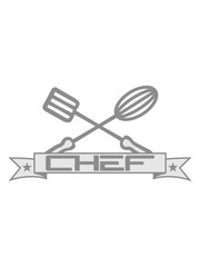banner text kreuz rührgerät wender 2 emblem chef koch kochen grillen grillmeister schürze essen hunger lecker grill bbq küche backen
