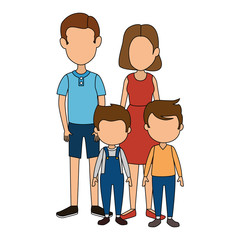 parents couple with kids characters