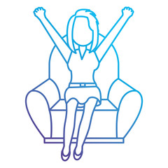 happy businesswoman relaxed in sofa