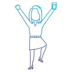 happy businesswoman celebrating with cocktail
