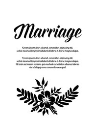 Marriage invitation card. Wedding card template with blooming vector illustration