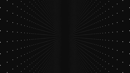 Abstract background made of array of points. Moving through abstract fractal point matrix lattice. Fly into geometric point structure. Abstract futuristic universe on dark background - Powered by Adobe