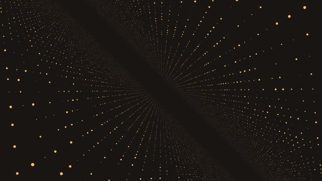 Abstract background made of array of points. Moving through abstract fractal point matrix lattice. Fly into geometric point structure. Abstract futuristic universe on dark background