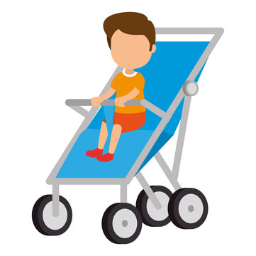 recommend clip art: baby boy in cart
