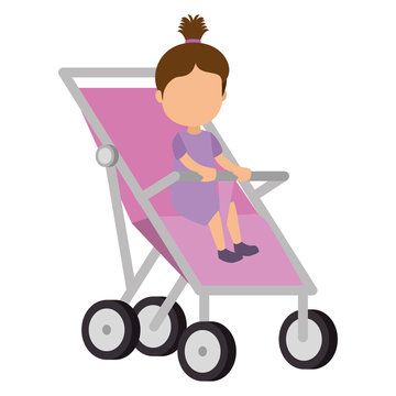 little girl baby in cart