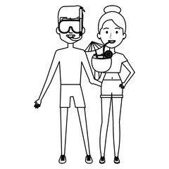 young couple with coconut cocktail