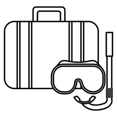 suitcase travel with snorkel mask