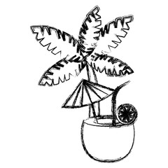 coconut cocktail with tree palm