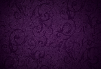 stylish royal purple swirl texture or background with lovely floral and vine curls and patterns and...