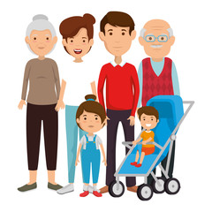 group of cute family members characters