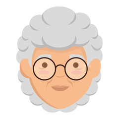 cute grandmother head avatar character