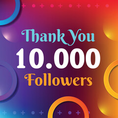 10k followers card banner template for celebrating many followers in online social media networks