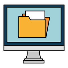 computer display with folder