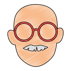 cute grandfather head avatar character
