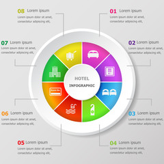 Infographic design template with hotel icons