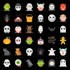 Halloween character icon set in flat design