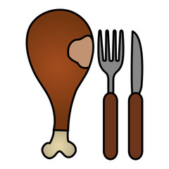 chicken thigh and cutleries