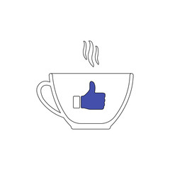 coffee CUP ICON WITH BLUE like SYMBOL	