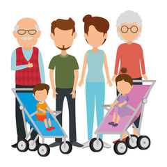 group of cute family members characters